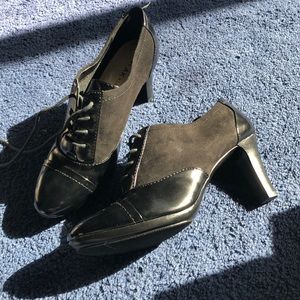 Black Oxford lace up Booties heel